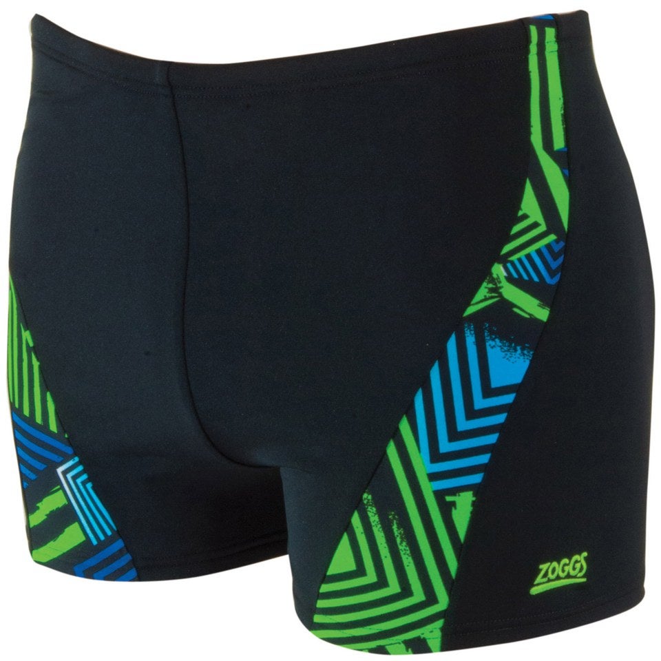 Zoggs Men's Optic Sport Spliced Hip Racer Swim Shorts - Black/Green/Blue