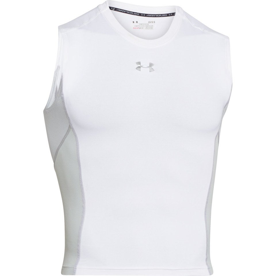 Under Armour Men's Heat Gear Armourstretch Sleeveless Training T-Shirt - White/Steel