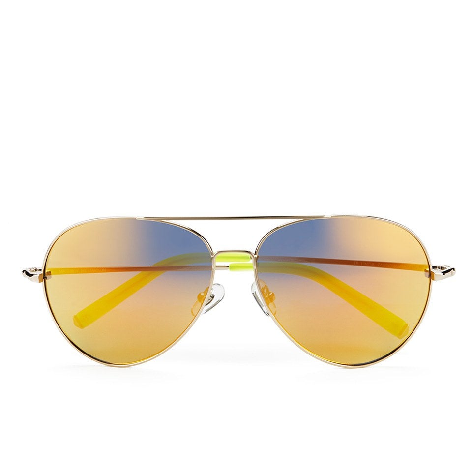 Matthew Williamson Women's Gold Mirror Lens Aviator Sunglasses - Neon Yellow