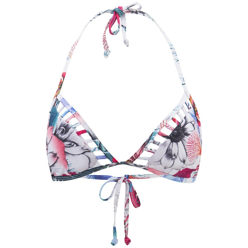 French Connection Women's Floral Reef Triangle Bikini Top - White/Multi