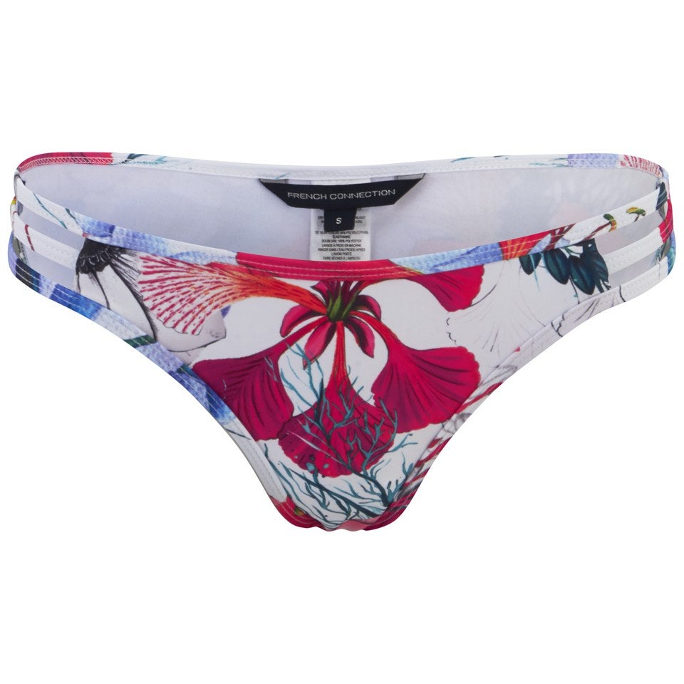 French Connection Women's Floral Reef Triangle Bikini Bottoms - White/Multi