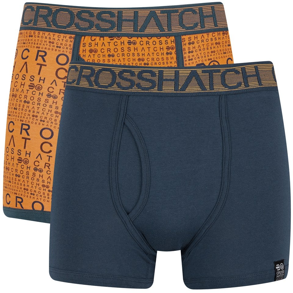 Crosshatch Men's Squint 2-Pack Boxer Shorts - Apricot/Blue Wing