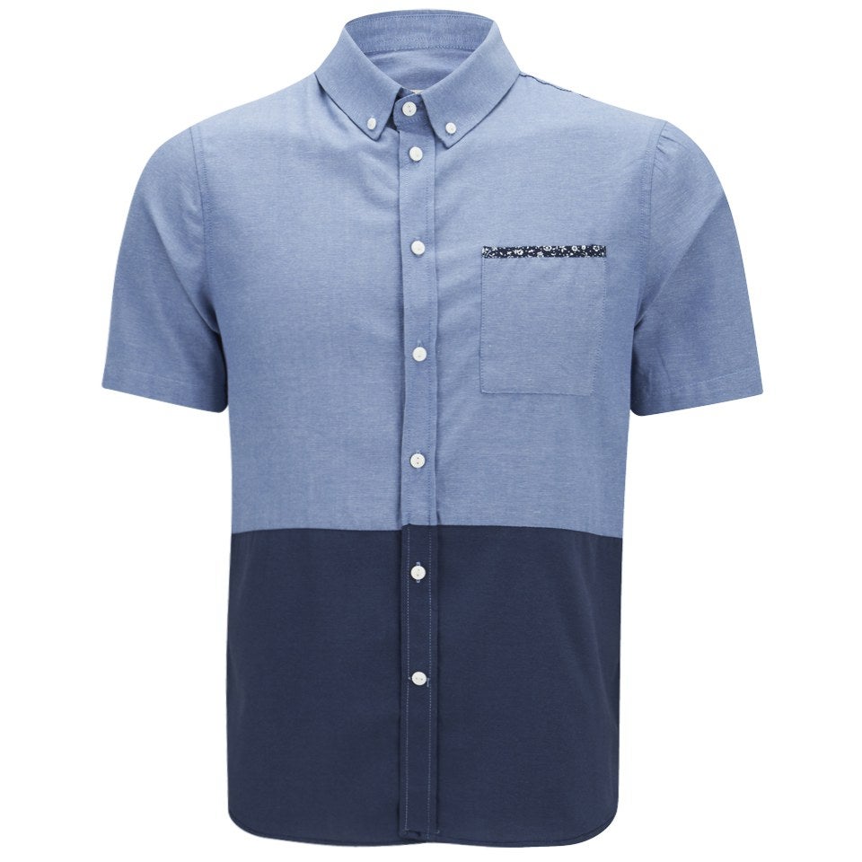 Native Youth Men's Cut and Sew Oxford Shirt - Blue