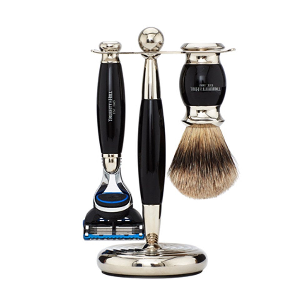 Truefitt & Hill Edwardian Badger Fusion Razor, Brush and Stand Set
