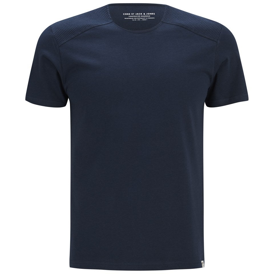Jack & Jones Men's Ribbed Shoulder Detail Road T-Shirt - Navy