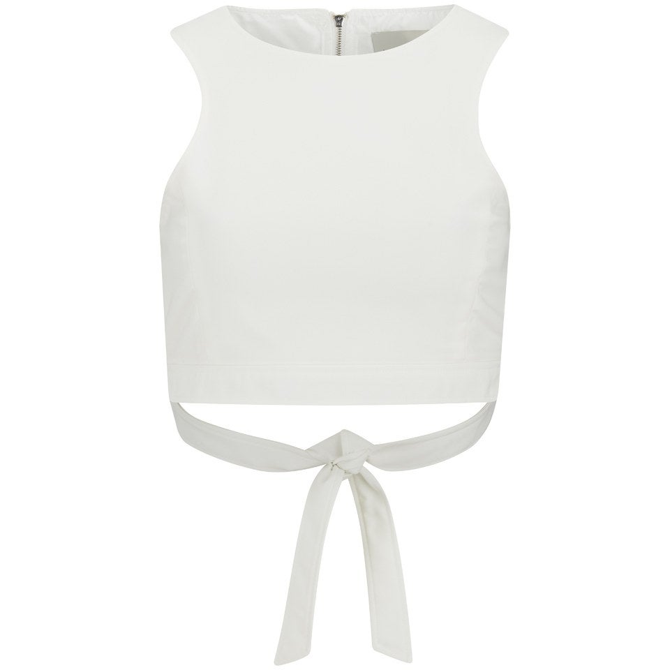 Lavish Alice Women's White Tie Back Crop Top - White