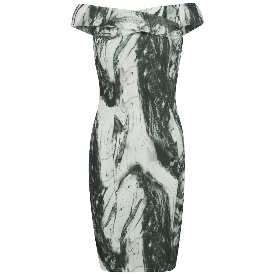 Lavish Alice Women's Marble Print Midi Dress - Grey
