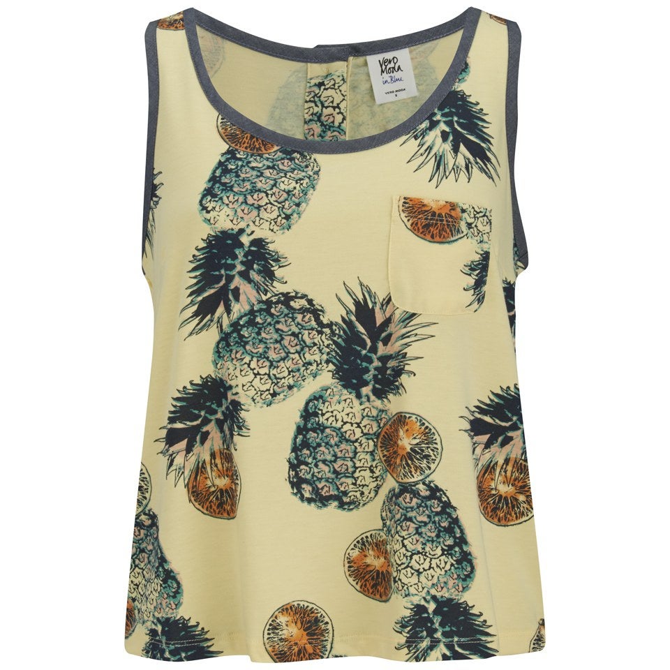 Vero Moda Women's Pineapple Print Vest Top - French Vanilla