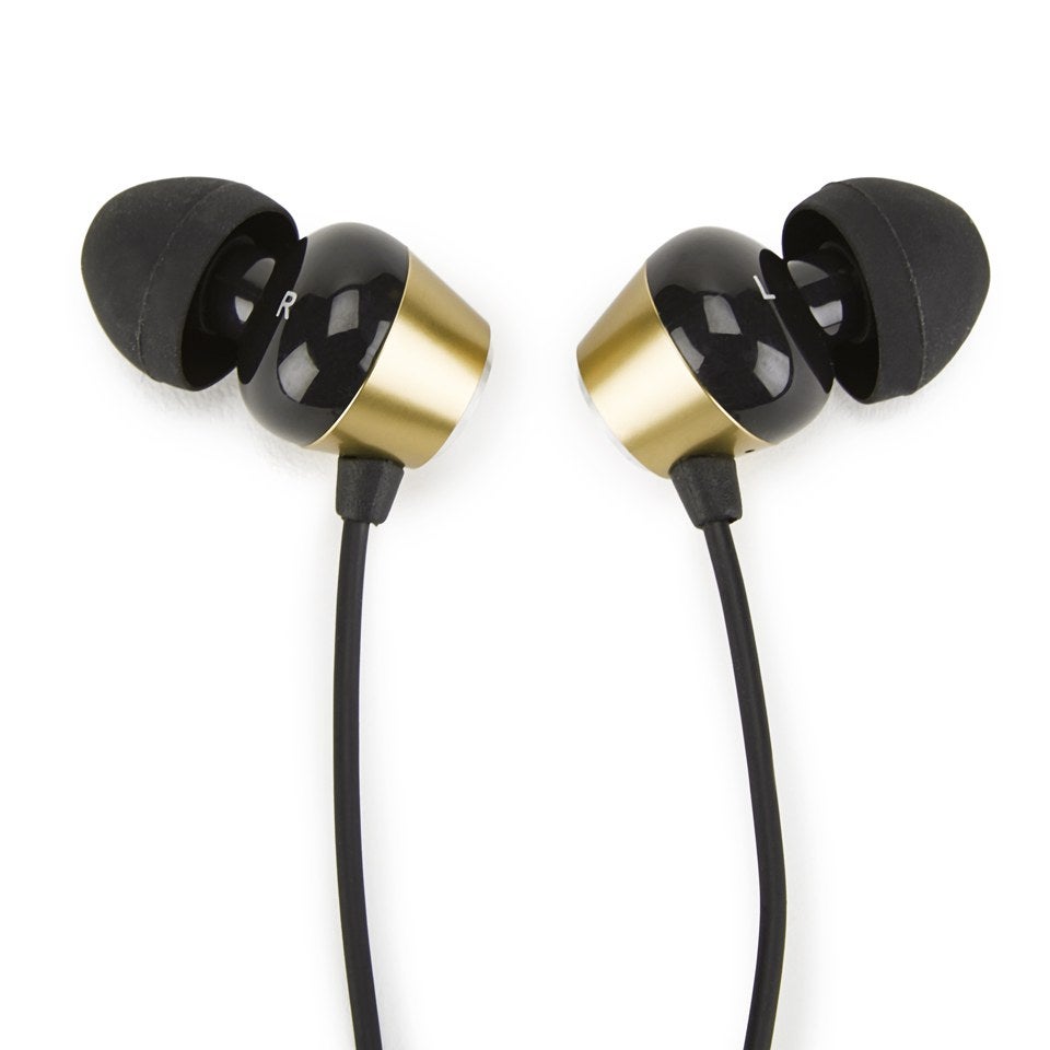 Radiopaq Dual Alloy E9 Earphones with Carry Case, In-Line Remote and Mic - Gold