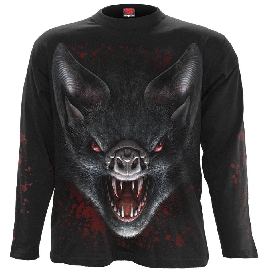 Spiral Men's VAMPIRE BAT Long Sleeve T-Shirt - Black