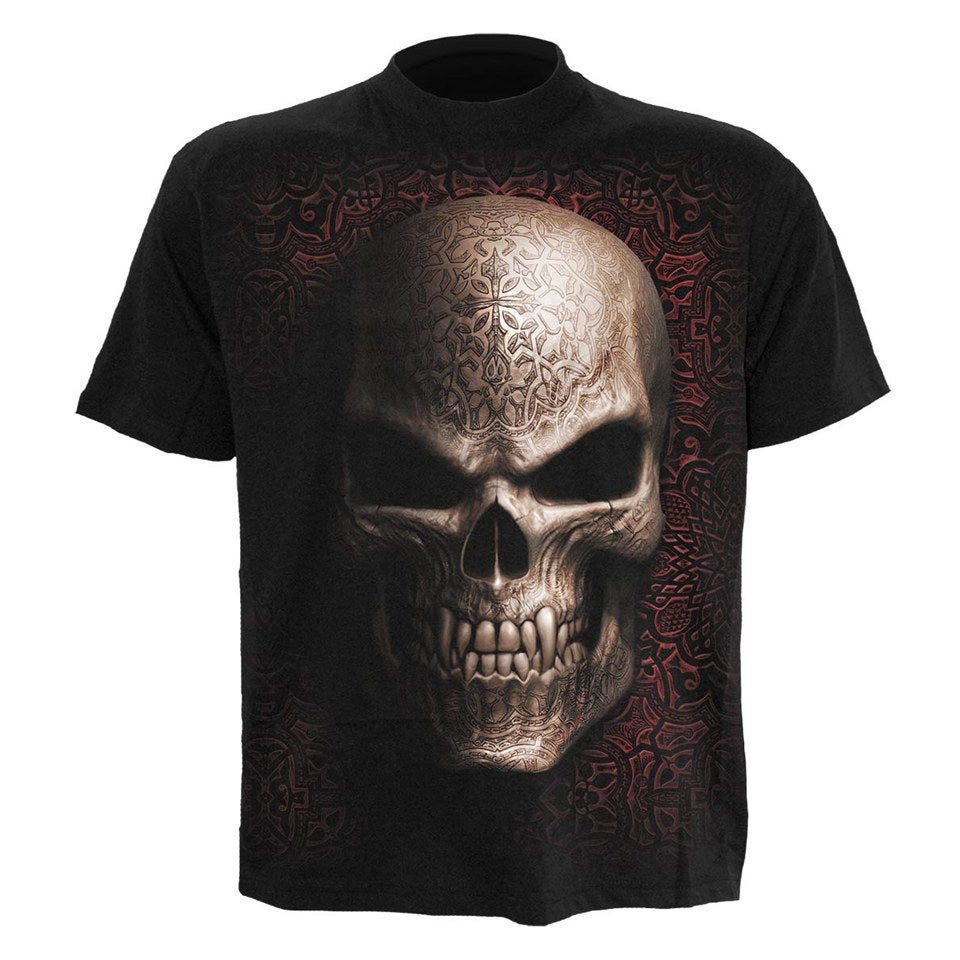 Spiral Men's GOTH SKULL T-Shirt - Black