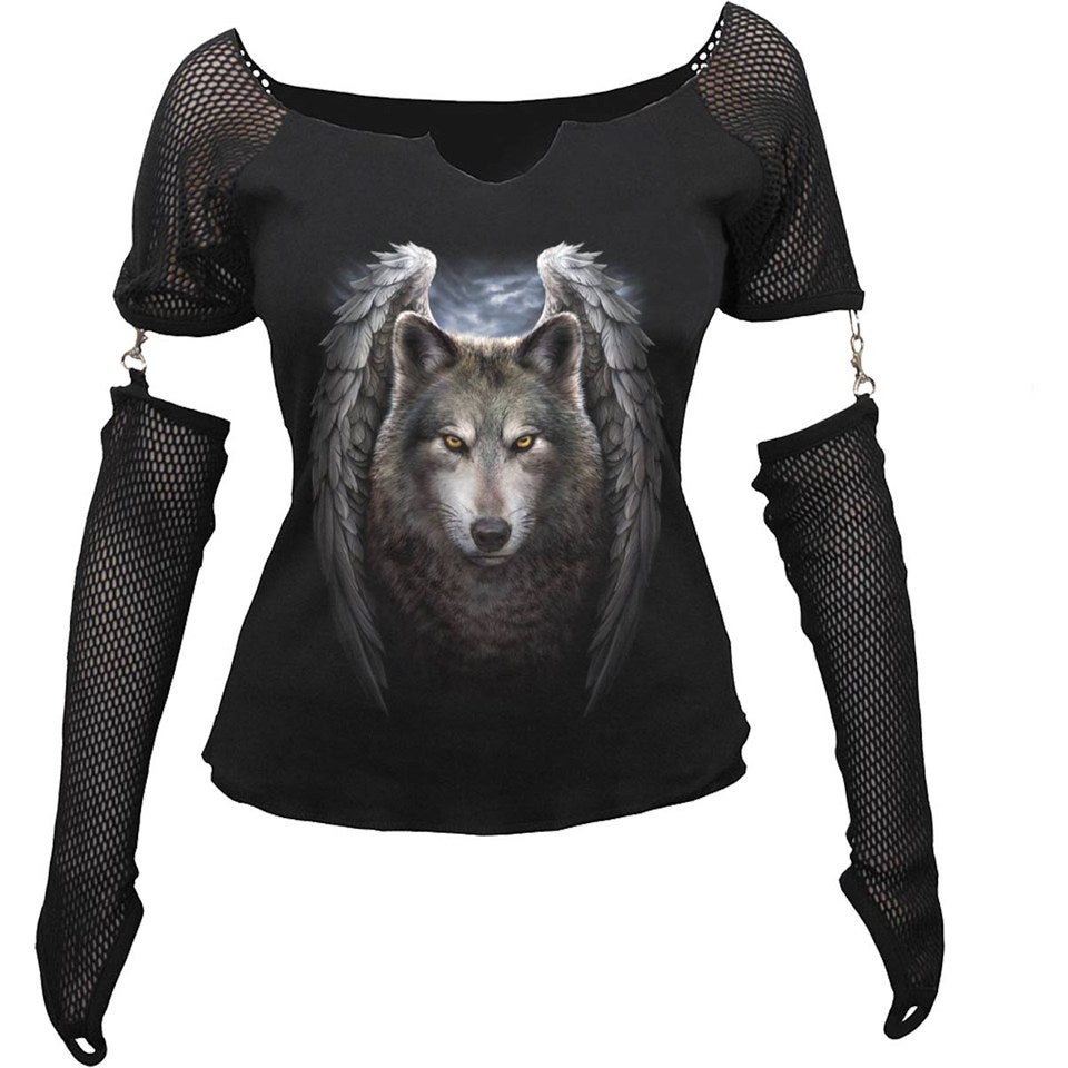 Spiral Women's LYCOS WINGS Mesh Glove Long Sleeve Top - Black