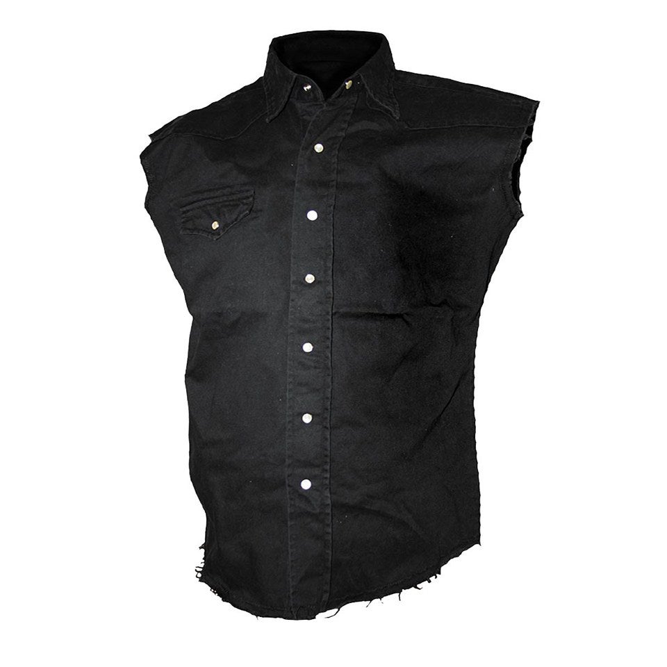 Spiral Men's METAL STREETWEAR Sleeveless Stone Washed Worker Shirt - Black