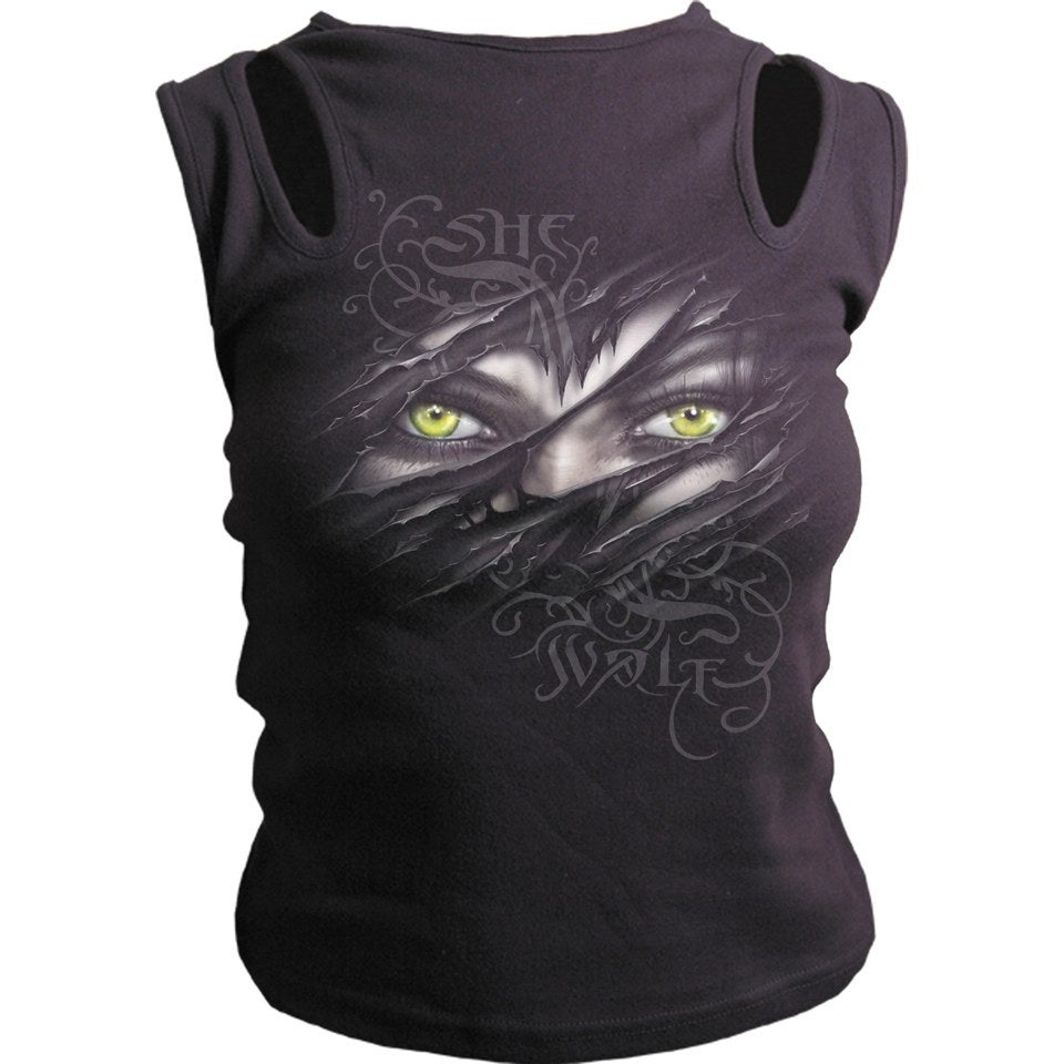 Spiral Women's SHE WOLF RAGE Keyhole Top - Black