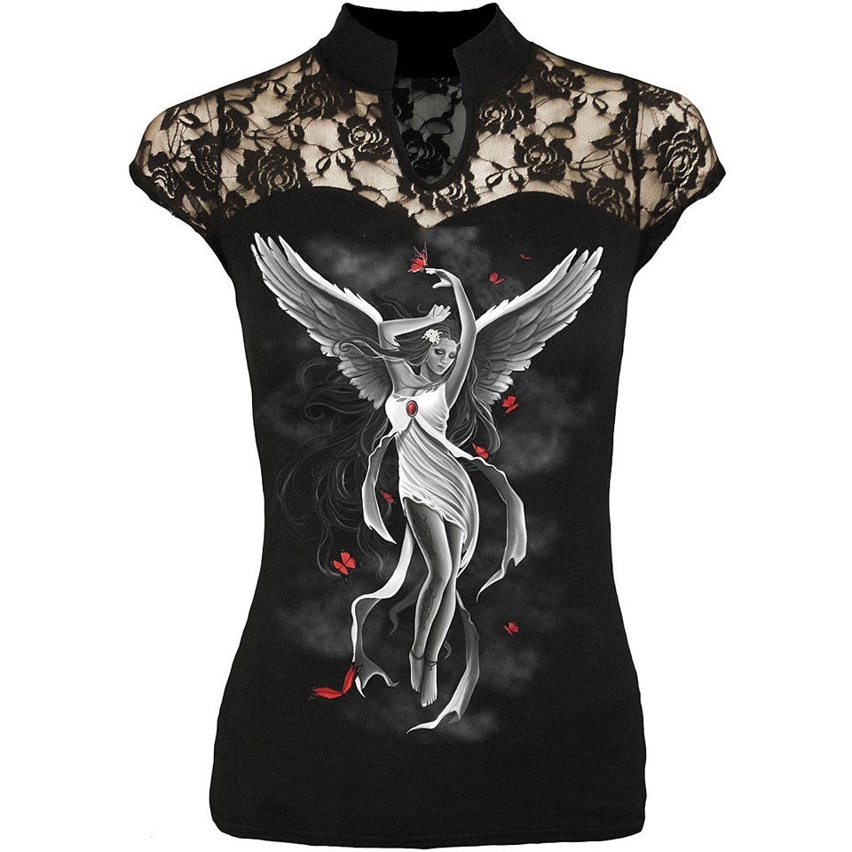 Spiral Women's SKY ANGEL Lace High Neck Corset - Black