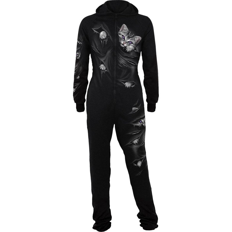 Spiral Women's BRIGHT EYES Cotton Full Zip Hooded Ladies Onesie
