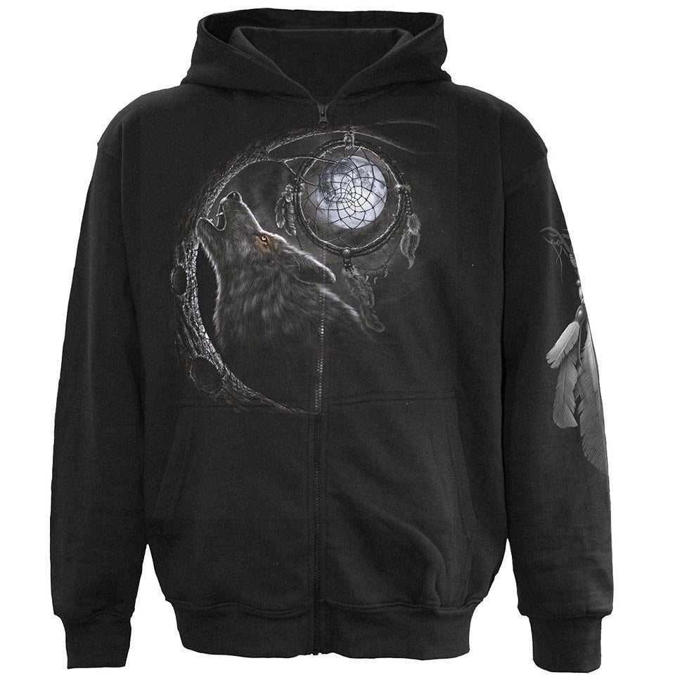 Spiral Men's WOLF DREAMS Full Zip Hoody - Black