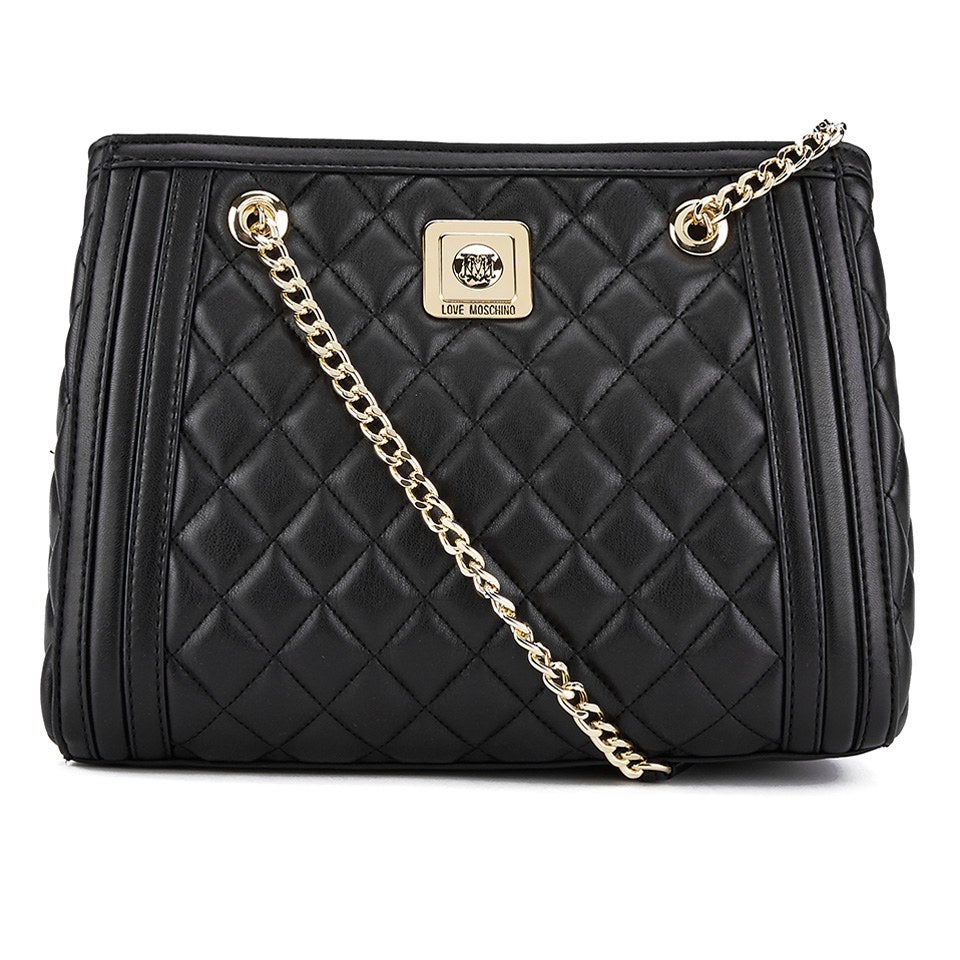Love Moschino Women's Quilted Shoulder Bag with Chain Strap - Black ...