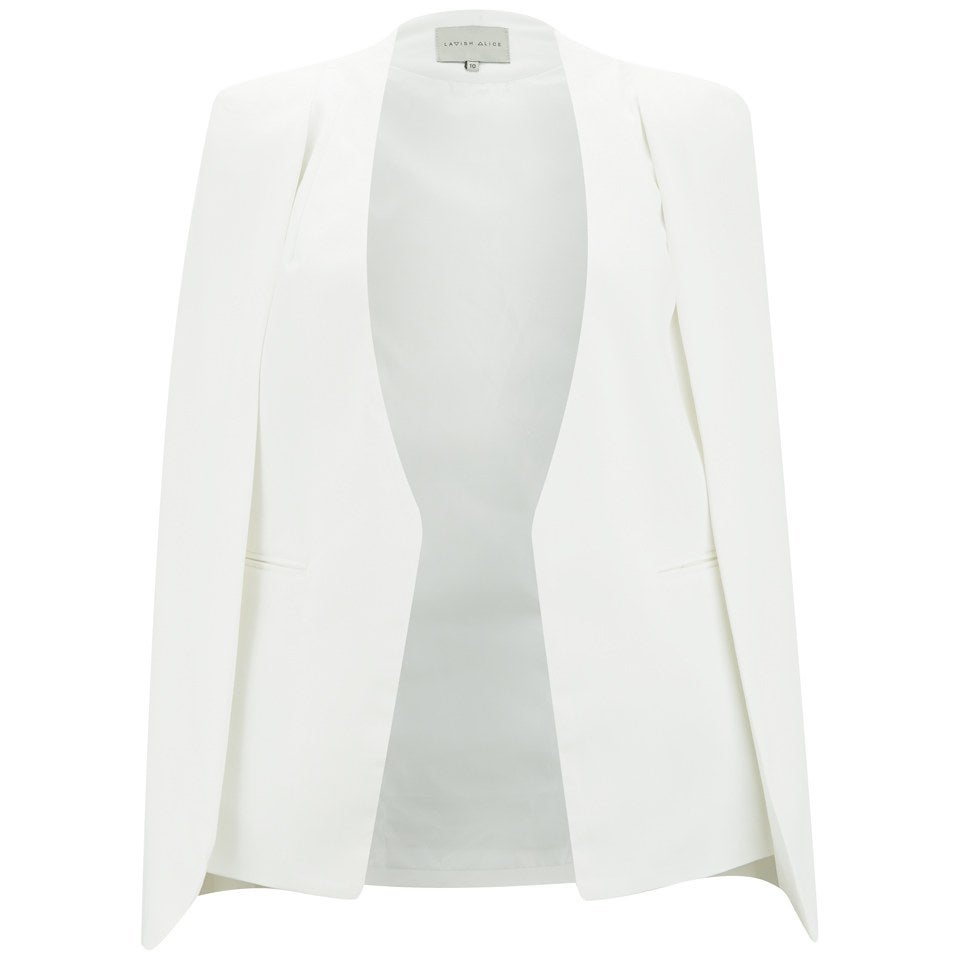 Lavish Alice Women s Collarless Cape Blazer White TheHut