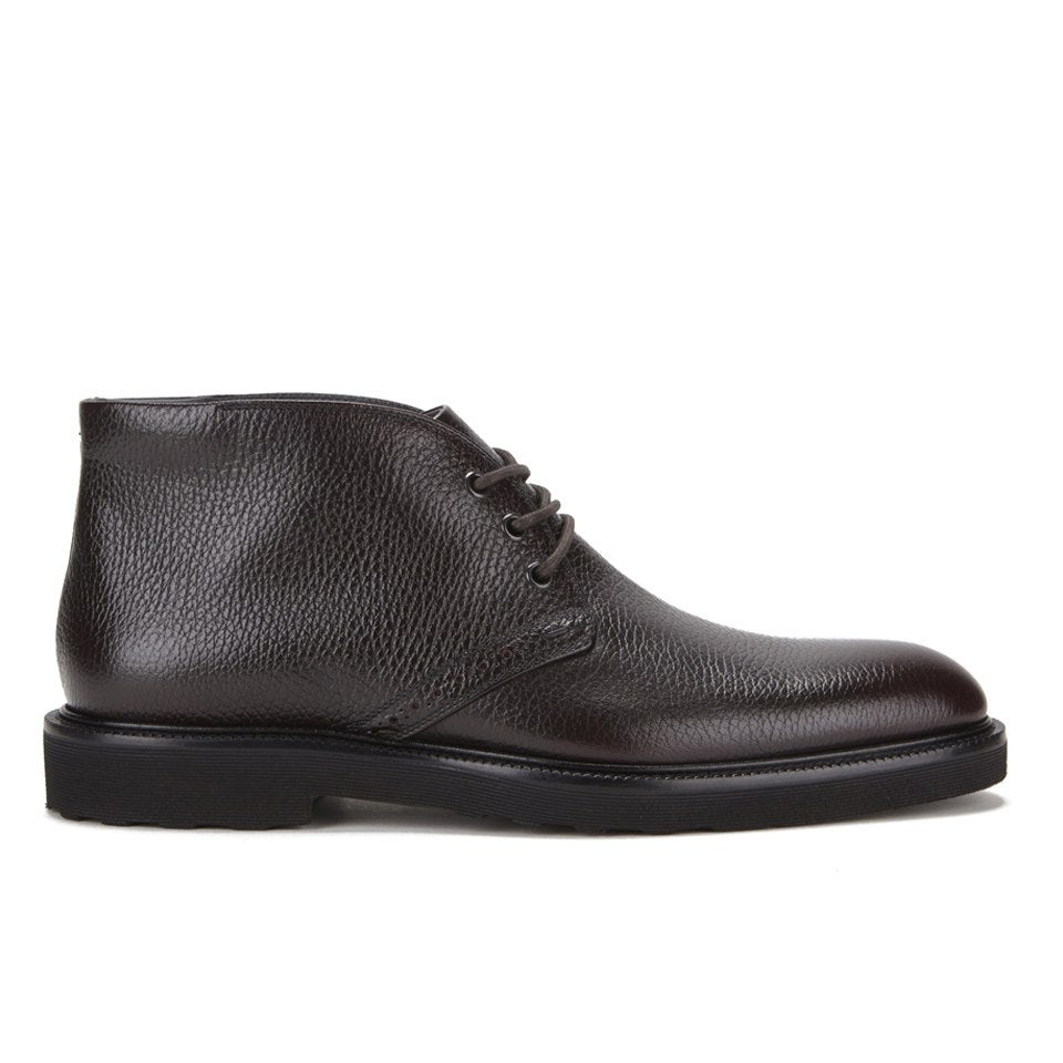 BOSS Hugo Boss Men s Higlis Tumbled Leather Lace Up Boots Dark Red TheHut