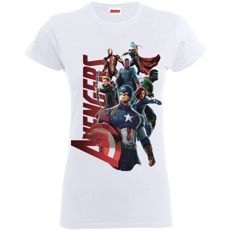 Marvel Women s Avengers Age of Ultron Team Avengers T Shirt White Merchandise Zavvi US