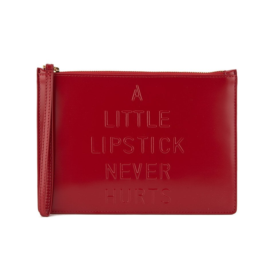 Lulu Guinness Women's Medium Grace Lipstick Never Hurts Polished Calf Leather Clutch Bag - Red