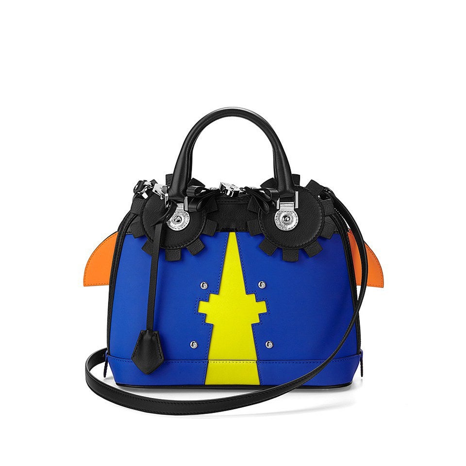 Aspinal of London Hepburn Mini Bug Bag Amber Cobalt Blue