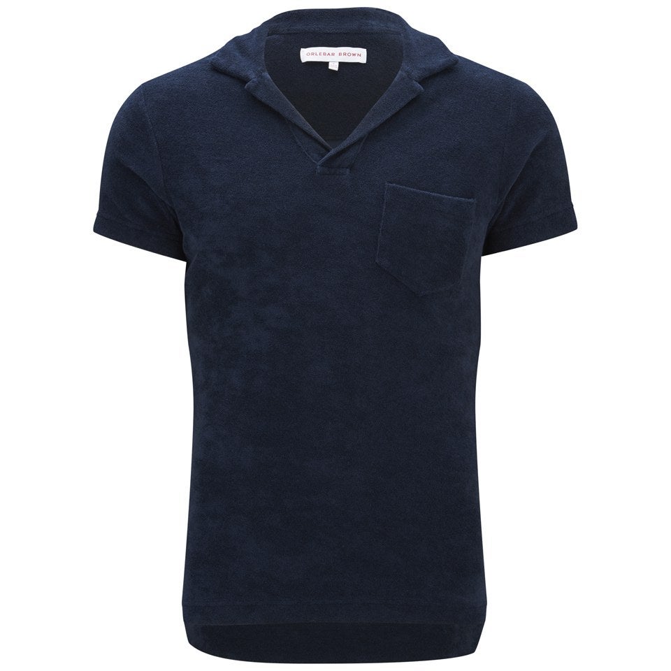 Orlebar Brown Men s Towelling Terry Polo Shirt Navy