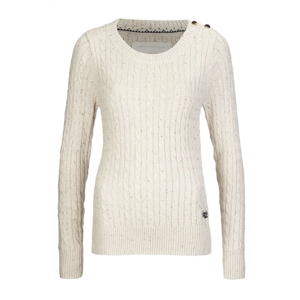 Superdry Women s New Croyde Cable Crew Neck Jumper Winter Marl TheHut