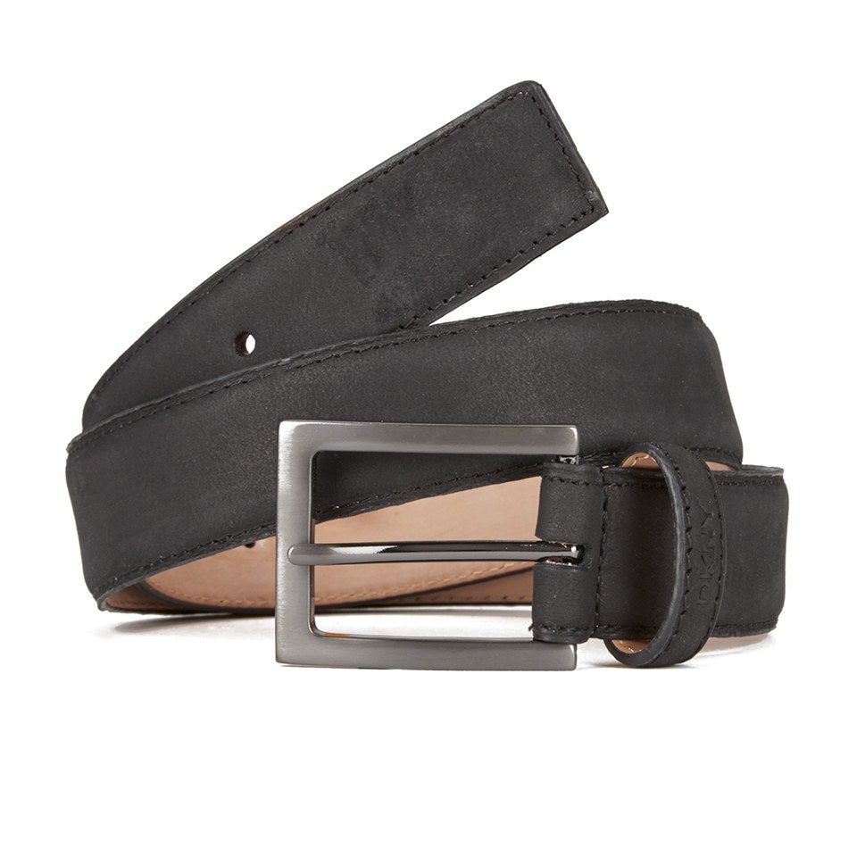 DKNY Men s Nubuck Leather Belt Black TheHut