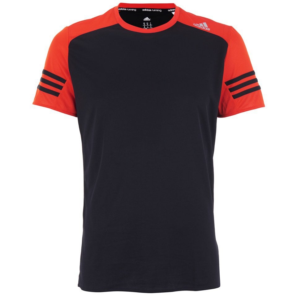 adidas Men s Response Short Sleeve Running T Shirt Black Orange