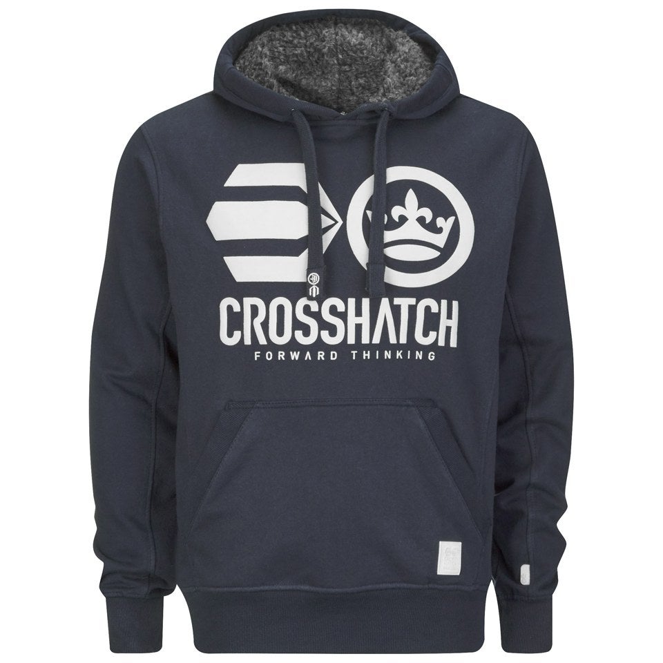 Crosshatch Men's Classix Print Hoody Iris Navy Mens Clothing