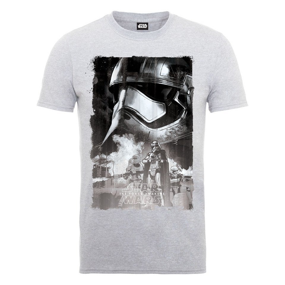Star Wars Men s The Force Awakens Captain Phasma Poster T Shirt Heather Grey Merchandise Zavvi UK