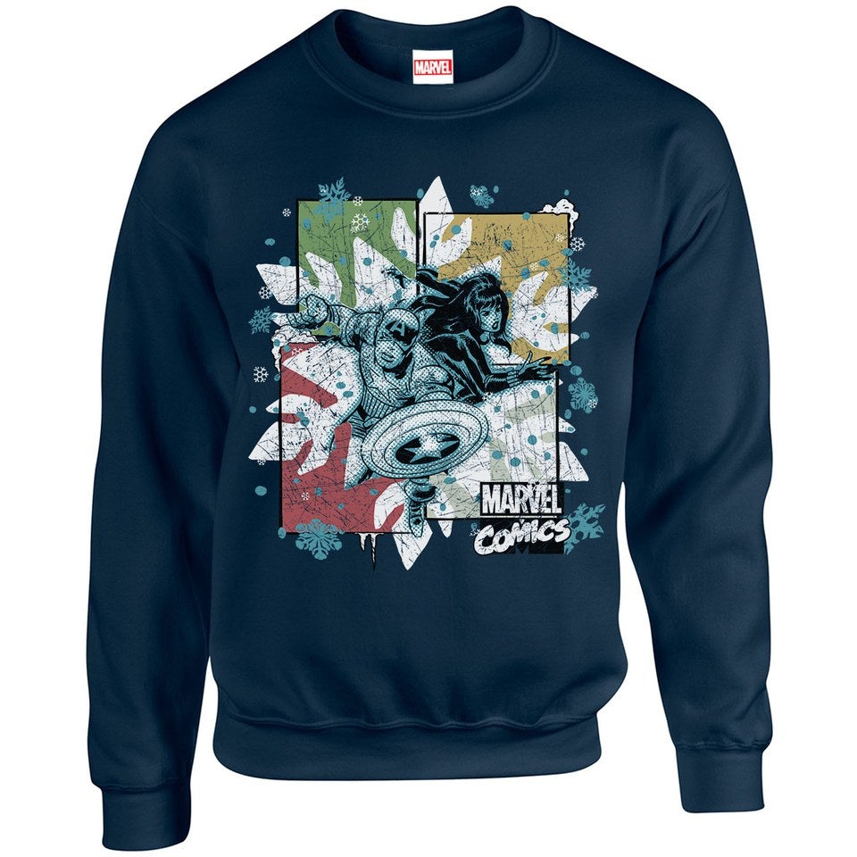 Marvel Comics Christmas Black Widow Captain America Sweatshirt