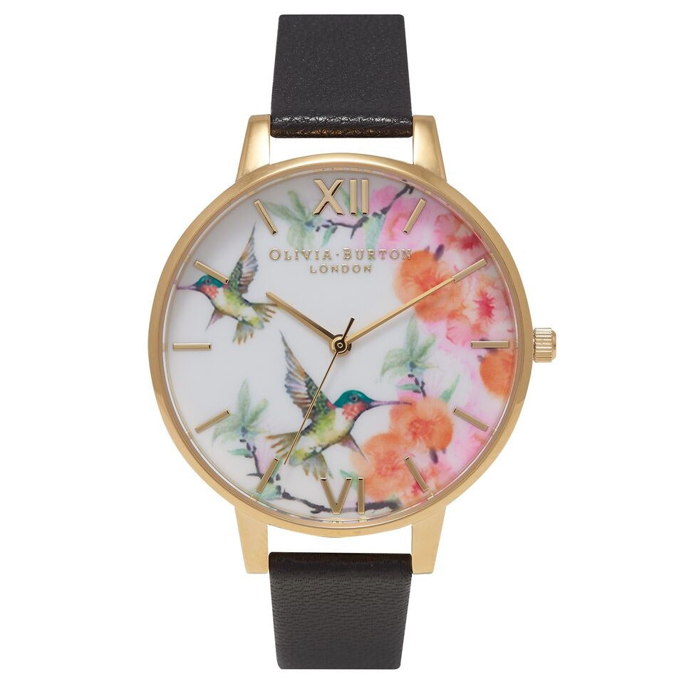 Olivia Burton Women s Painterly Prints Hummingbird Watch Black