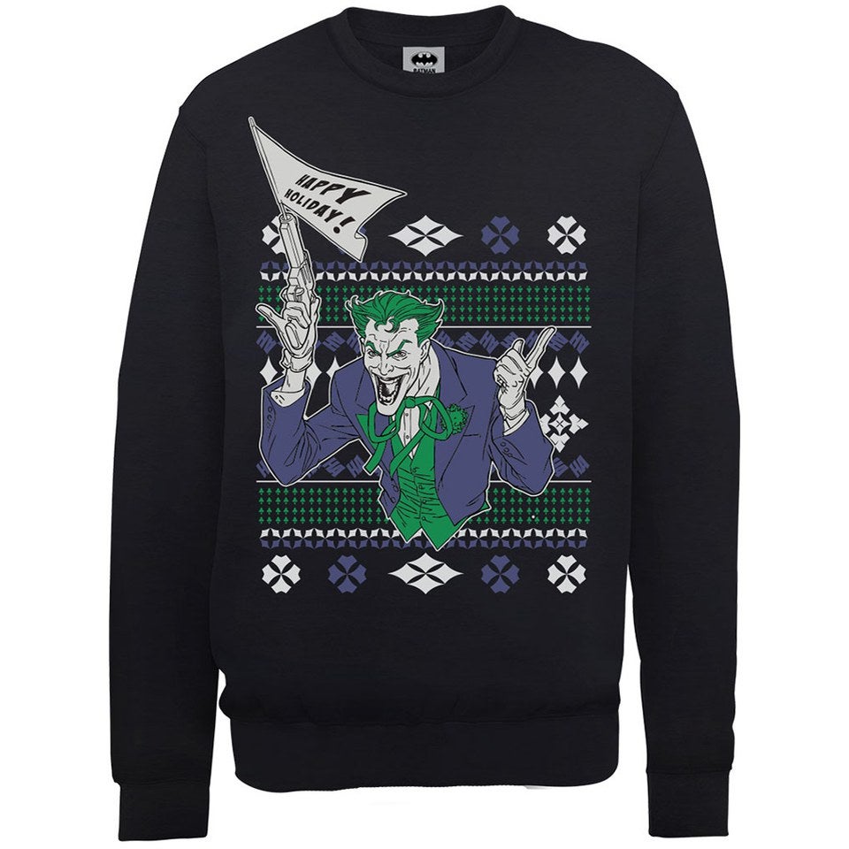 DC Comics Batman Christmas Holiday Joker Sweatshirt Black