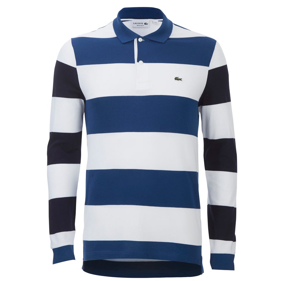 Lacoste Men s Long Sleeve Striped Polo Shirt Blue