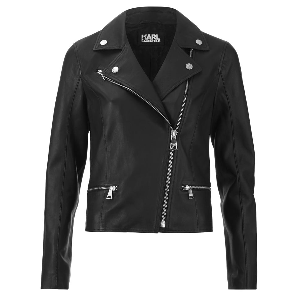 Karl Lagerfeld Women s Ikonik Odina Biker Jacket Black TheHut