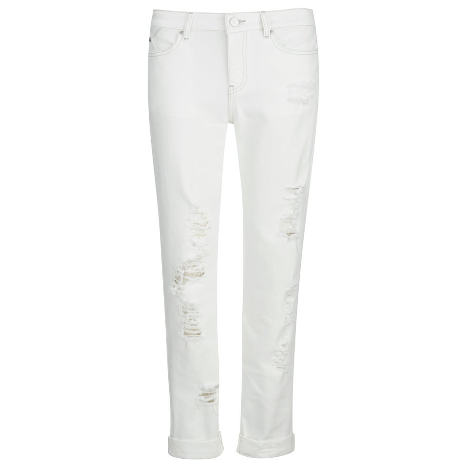Karl Lagerfeld Women's Distressed Boyfriend Denim Jeans - White - Free ...