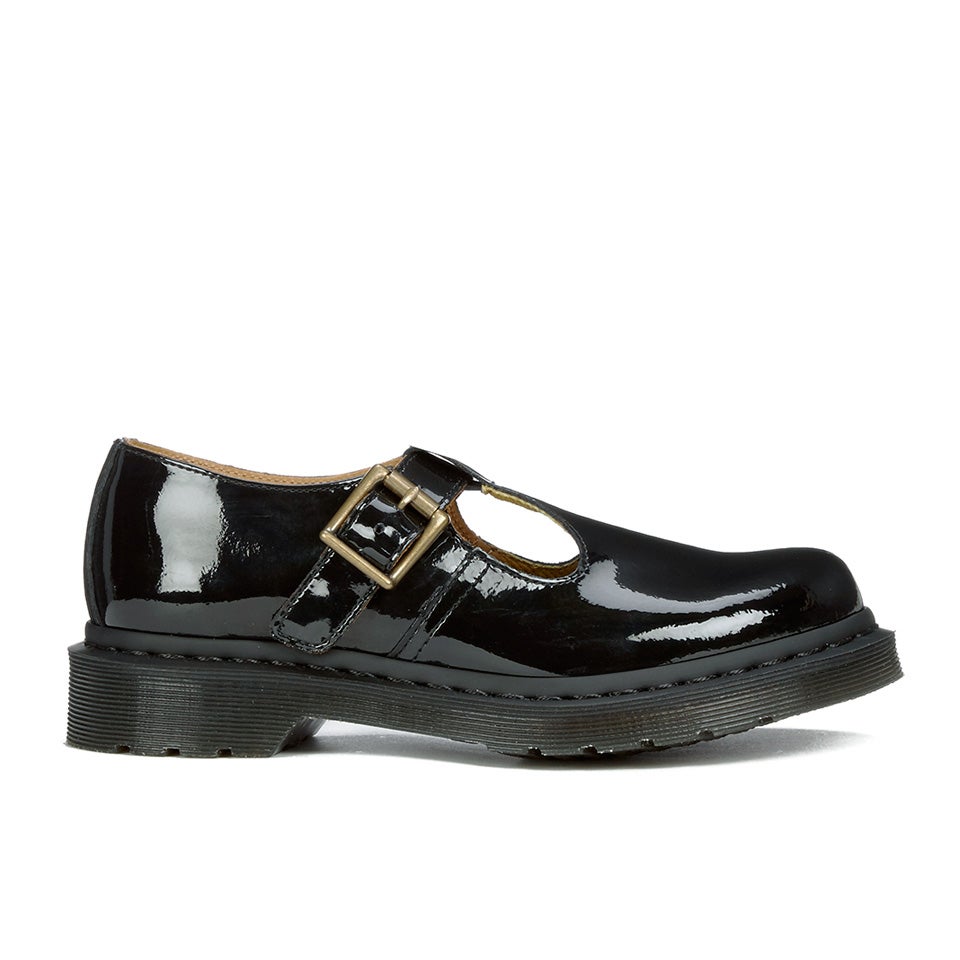 Dr. Martens Women s Polley Patent Lamper T Bar Flat Shoes Black