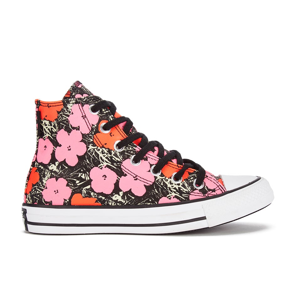Converse Andy Warhol Chuck Taylor All Star Hi Top Trainers Poppy Red Fuchsia Purple White TheHut