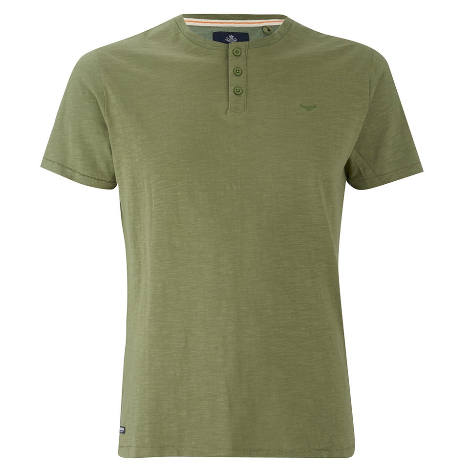 Threadbare Men's Oliver Grandad T-Shirt Khaki Mens Clothing