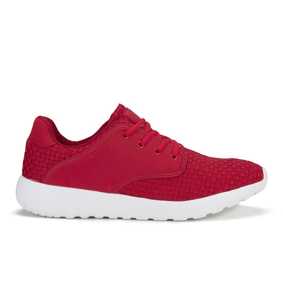 Crosshatch Men's Runner Suede Side Panel Trainers Haute Red Mens