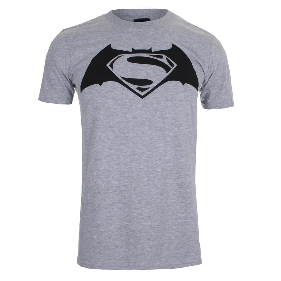 DC Comics Men's Batman v Superman Logo TShirt Sport Grey Merchandise
