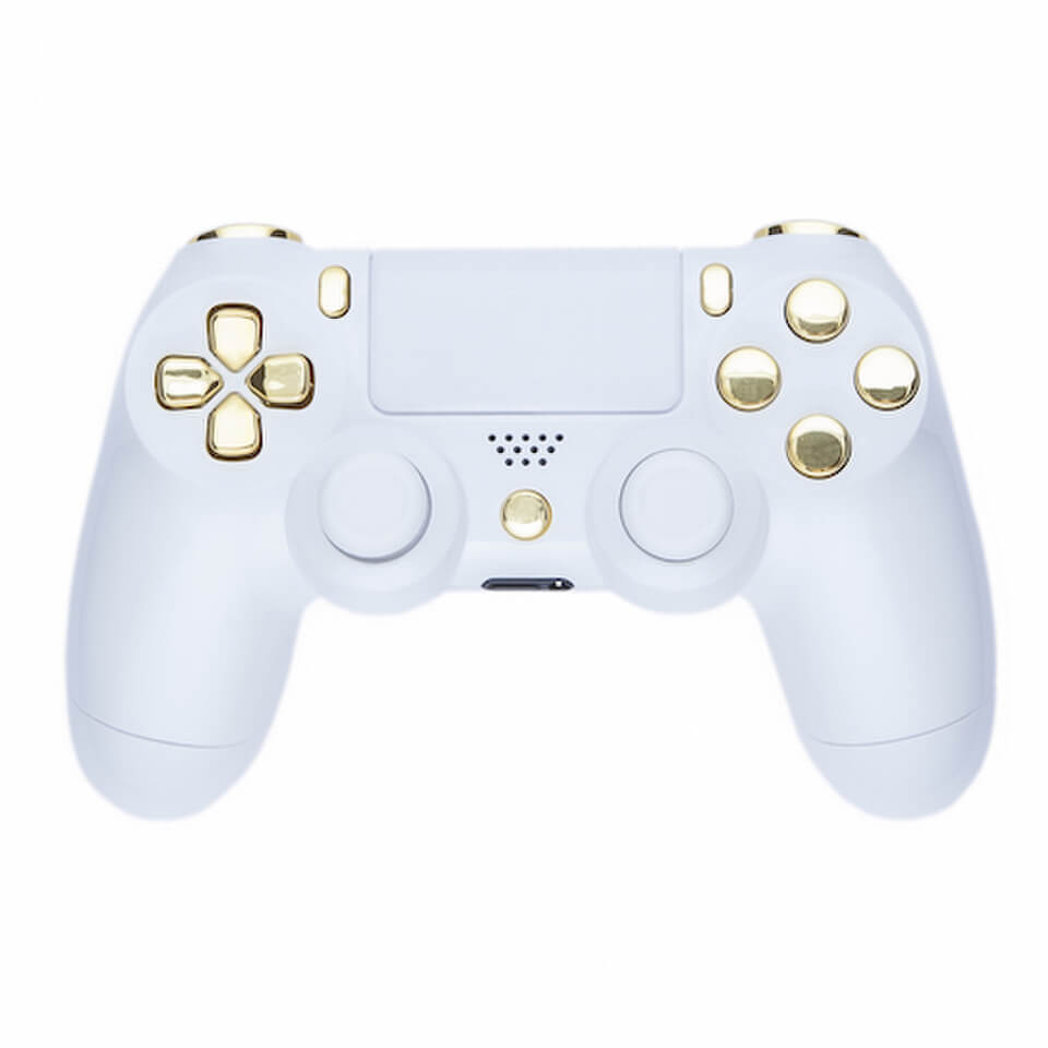 PlayStation DualShock 4 Custom Controller - White & Gold Games