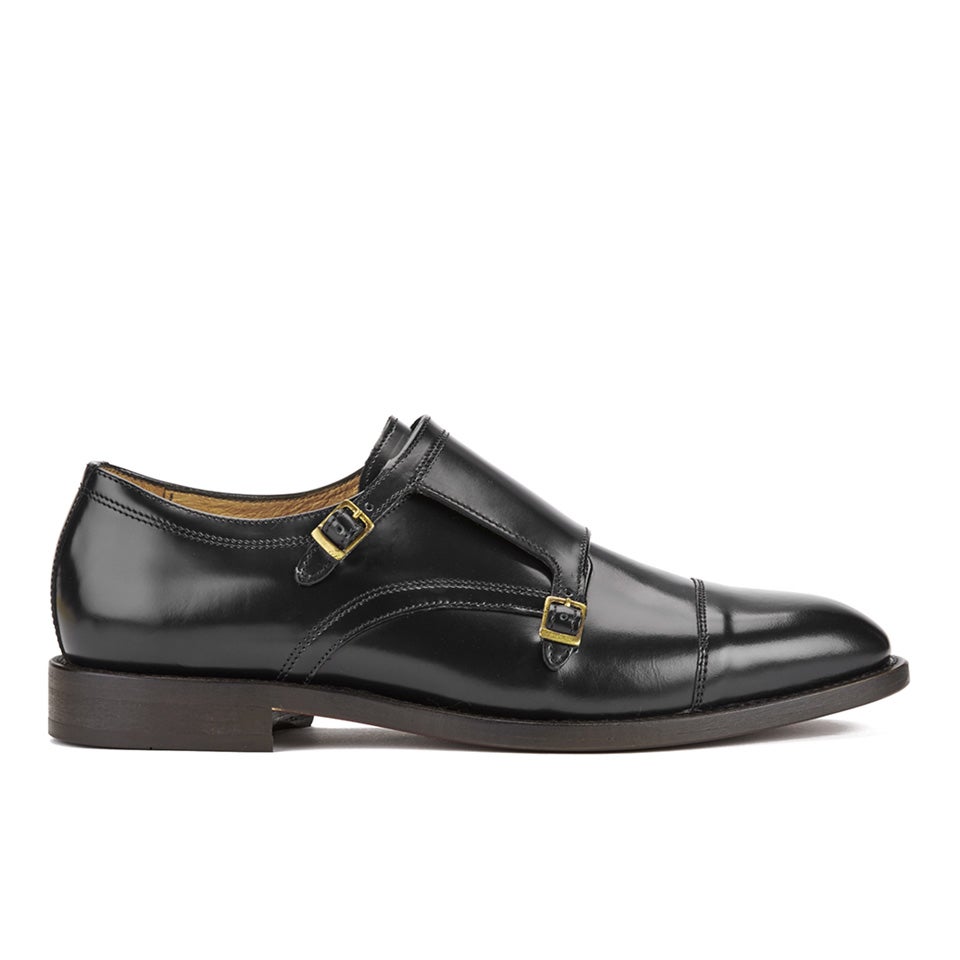 Hudson London Men s Baldwin Hi Shine Leather Monk Shoes Black