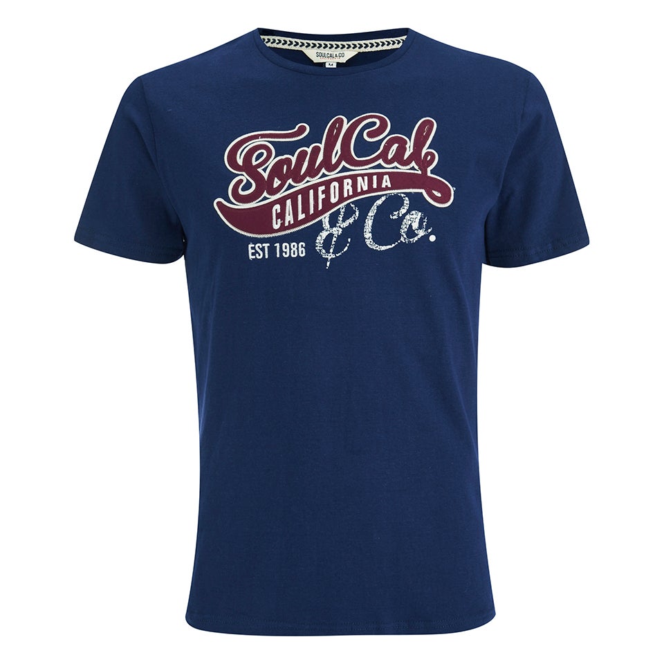 Soul Cal Men's Cracked Print T-Shirt - Navy Mens Clothing - Zavvi UK