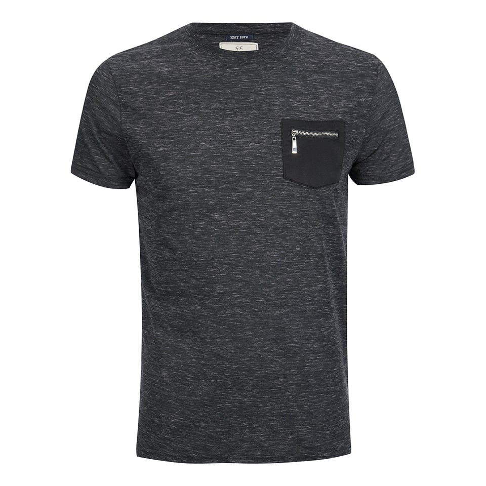 Brave Soul Men's Exit Zip Pocket T-Shirt - Charcoal Mens Clothing - Zavvi US