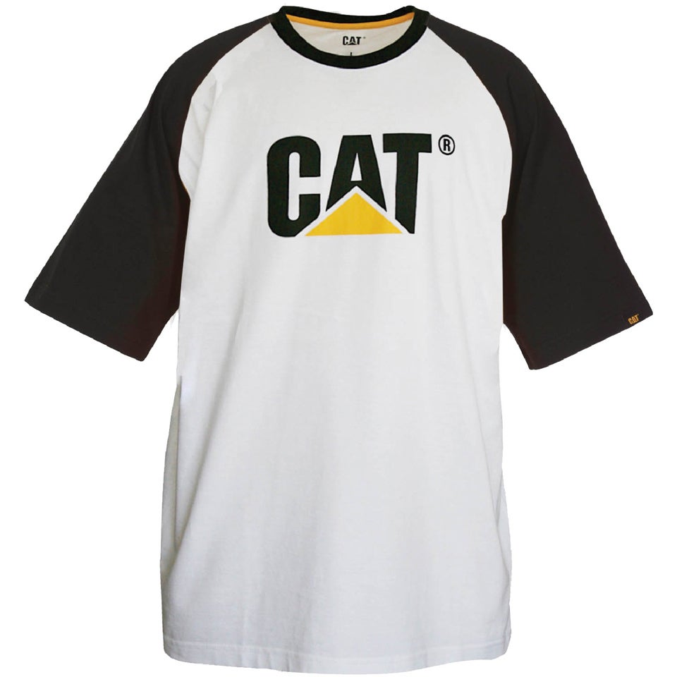Caterpillar Men s Raglan Trademark T Shirt White Mens Clothing