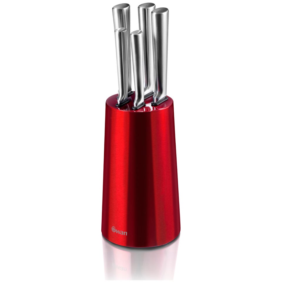 Swan Knife Block Red (5 Piece) IWOOT UK